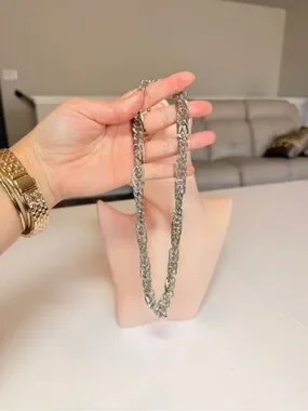 Chunky Silver Twisted Link Necklace